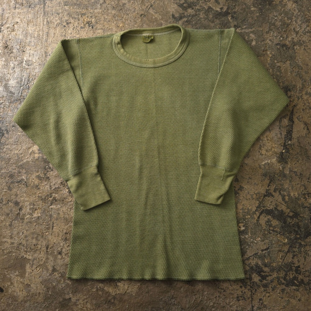 Vintage 1980s Heat-Lok Green Long Sleeve Thermal T-shirt Medium USA Made